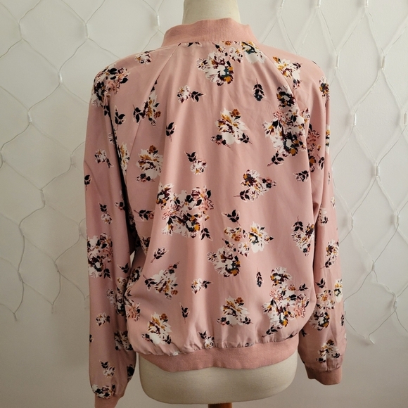 SALE! Floral Track Jacket • Pink & Green • Size XL • Zip-Up Front - Picture 5 of 6